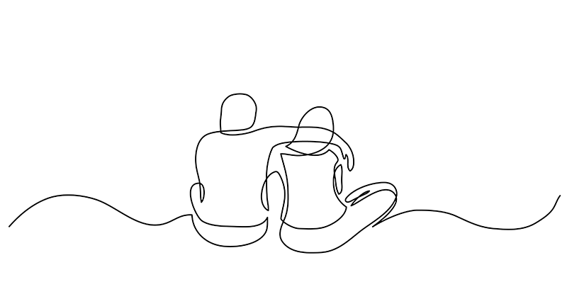 An outline of a person putting an arm around another person